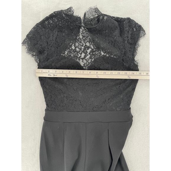 Express Black Lace Pantsuit Open Back Formal Cocktail Jumpsuit Romper Small 2 XS - Picture 8 of 11